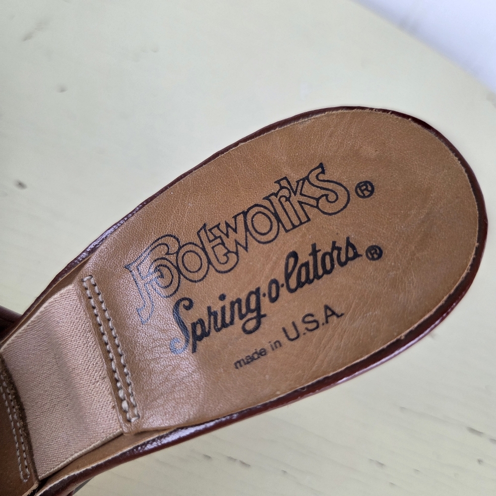 Vintage Foot Works Sling O Lators Brown Leather Women's Mules 6M - Picture 9 of 16